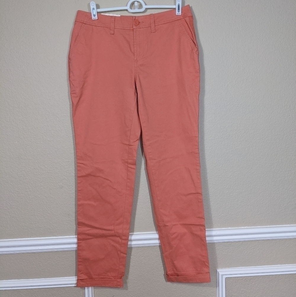 Coral Stretch Cotton Ankle Pants